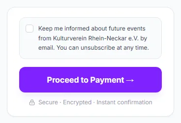 The optional “Keep me informed” box above the Proceed to Payment button