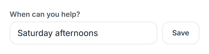 The availability field on an event card