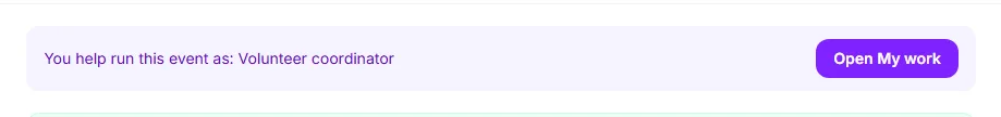The note on an event card that tells a coordinator which role they hold